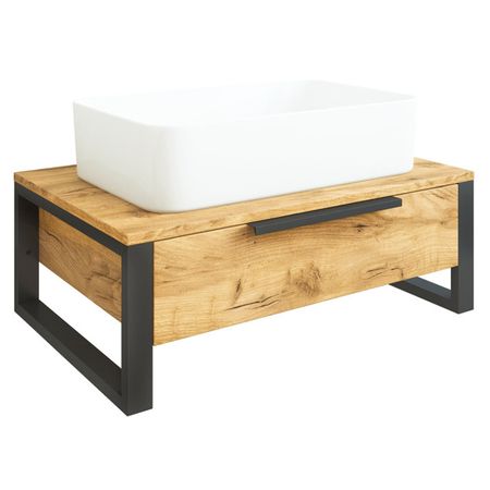 тумба без раковины подвесная SANFLOR Гард 70см дуб крафт золотой раковина балтика 70см