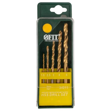 набор сверл по металлу FIT HSS 1,5-5мм 5шт сверл по дереву металлу бетону heller 9 предметов
