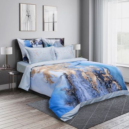 постельное белье евро MONA LIZA SL Золотой/Golden Небо/Sky сатин 4 нав.50х70 и 70х70см, арт.5861/19 постельное белье евро emancipation перкаль 4 нав 50х70 и 70х70см арт emancipдиз7евро