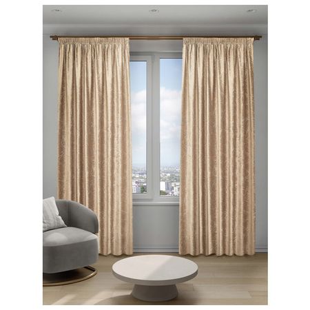 штора портьерная на шт.ленте DECOFEST Камео бархат с принтом 200х280см бежевая, арт.153.760 штора портьерная на шт ленте decofest софи канвас 200х280см бежевая арт 153 734