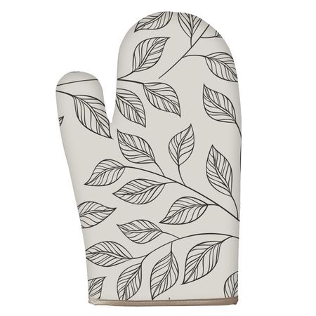 прихватка кухонная Листики варежка 15х29см серая, арт.219-Листики фартук листики 60х70см серый арт 050 листики