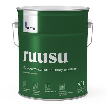эмаль полиуретановая TALATU Ruusu База С для полов 4,5 л бесцв,арт.S1209003005 эмаль полиуретановая symphony winner база с шелковисто   2 7л бес ная арт 10518