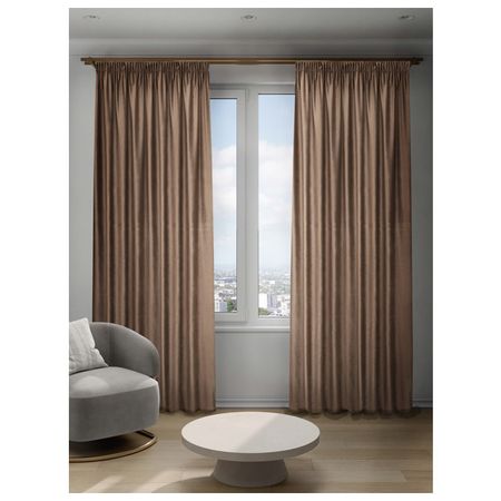 штора портьерная на шт.ленте DECOFEST Виолетта бархат 200х280см бежевая, арт.153.758 штора портьерная на шт ленте decofest софи канвас 200х280см бежевая арт 153 734