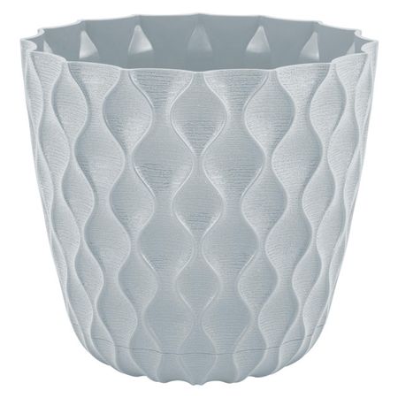 горшок для цветов InGreen Wave с дренажной сеткой и съемным поддоном 2,5л, d175мм Утренний туман горшок для ов ingreen wave с дренажной сеткой и съемным поддоном 2 5л d175мм вулканический серый