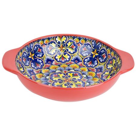 салатник NOUVELLE HOME Arabesque 24,5см 1,2л с ручками фарфор красный