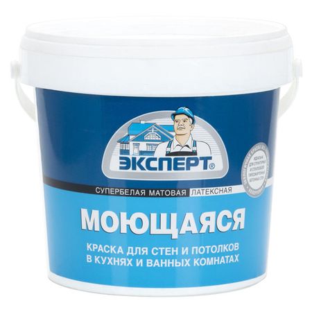 краска в/д ЭКСПЕРТ для стен и потолков моющаяся 1,3кг супербелая, арт.25746 краска в д эксперт для стен и потолков влагостойкая 14кг супербелая арт 9735