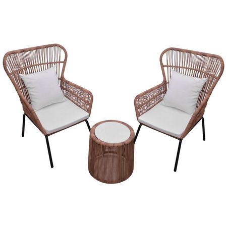 комплект мебели WATTLE стол и 2 кресла искусственный ротанг коричневый для офисного кресла wanerqu