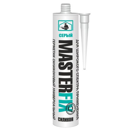 герметик силиконовый MASTERFIX универсальный 280мл серый, арт.9006 герметик силиконовый bostik perfect seal универсальный 280мл прозрачный арт bok638530p