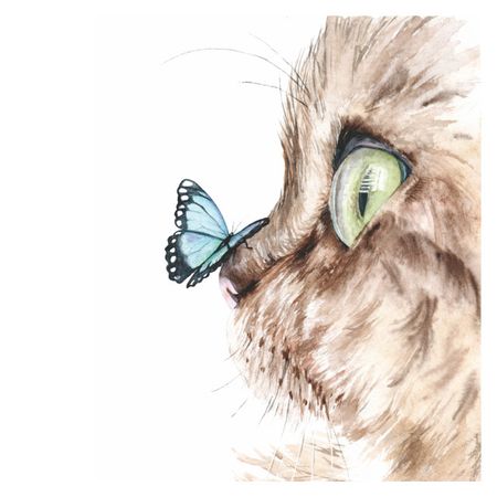 постер КОТ И БАБОЧКА канвас 400х500мм постер hangin scroll