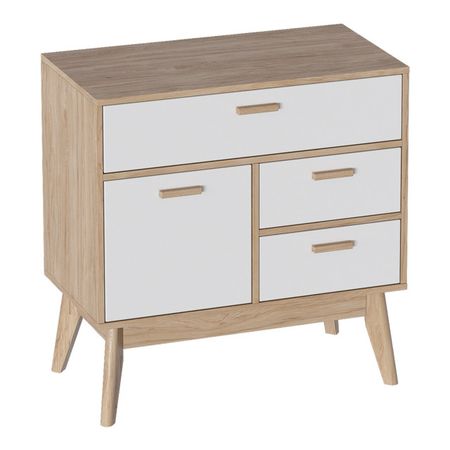 комод с дверью и тремя ящиками Калгари 805x390x820мм дуб натуральный светлый/белый матовый натуральный кристалл кварц белый кластер