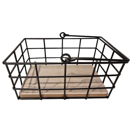 корзина для хранения KOOPMAN 205х160х95мм прямоугольная черный металл/МДФ подсвечник koopman 10х10х20 5см металл