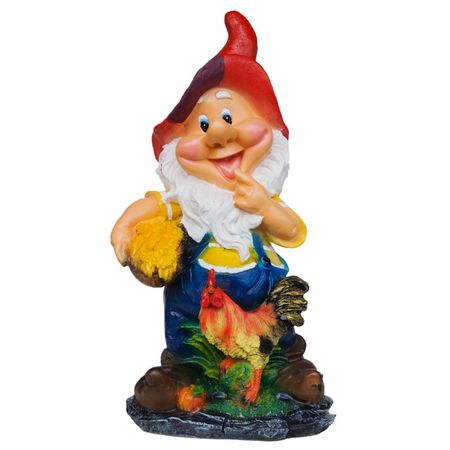 фигура садовая Гномик с петушком 41см полистоун рождественские гномы patimate
