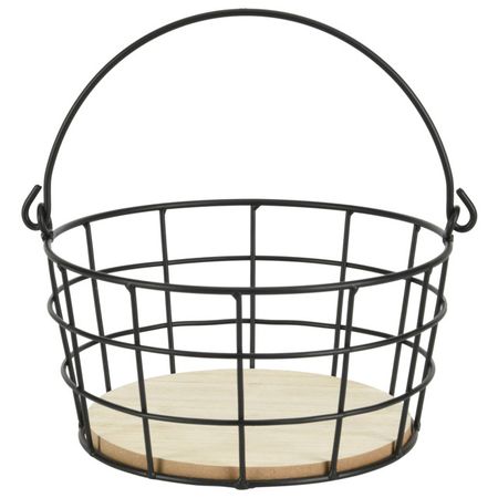 корзина для хранения KOOPMAN 190х190х95мм круглая черный металл/МДФ подсвечник koopman 10х10х20 5см металл