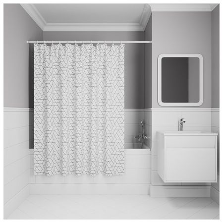 занавеска для ванной комнаты IDDIS Base 200х180см полиэстер черно-белая шифоновая занавеска glsue белая