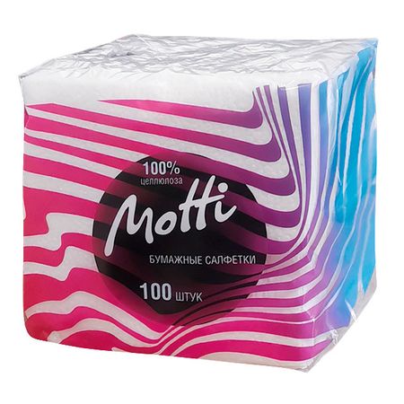 салфетки MOTTI Белые 1-слойные 23х23см 100шт салфетки косметические zewa everyday 2 слойные 100шт