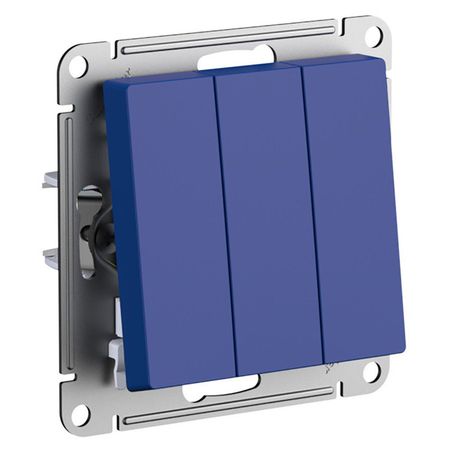 выключатель 3-клавишный SCHNEIDER ELECTRIC Atlas Design  аквамарин переключатель 1 клавишный schneider electric atlas design 10а с и