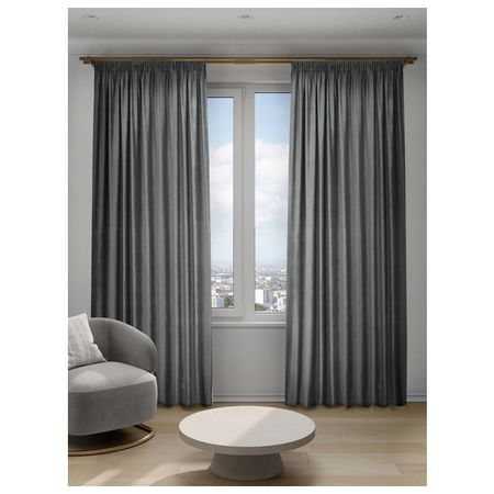 штора портьерная на шт.ленте DECOFEST Виолетта бархат 200х280см серая, арт.153.757