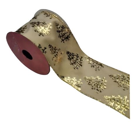 лента п\э MAXIJOY Золотая елочка 6см 2,7м золотой золотая новогодняя наклейка на окно