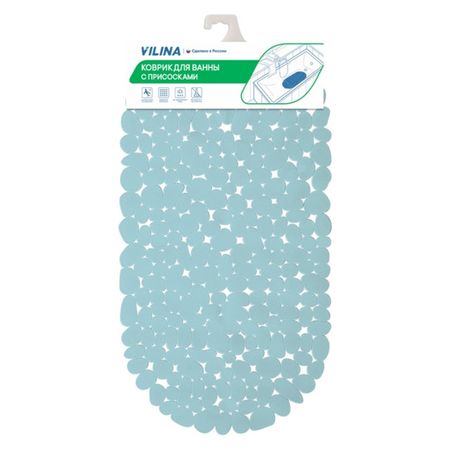 коврик для ванны Морская галька 36х69см антискользящий дымчато-голубой коврик для ванны морская галька 36х69см антискользящий