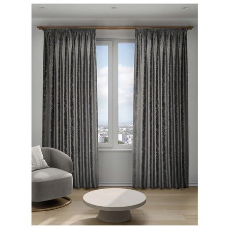 штора портьерная на шт.ленте DECOFEST Камео бархат с принтом 200х280см серая, арт.153.759