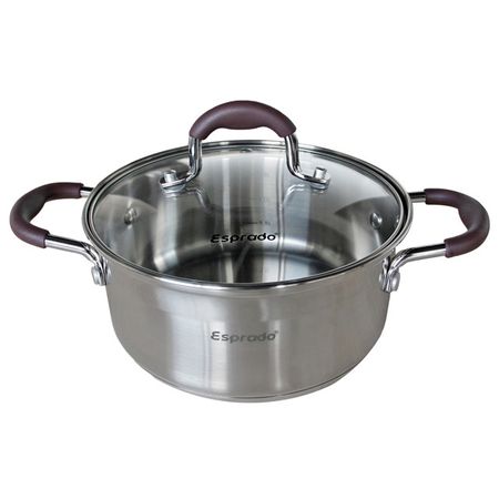 кастрюля  ESPRADO Toffee 2,1л 18см нерж.сталь стеклянная крышка индукция