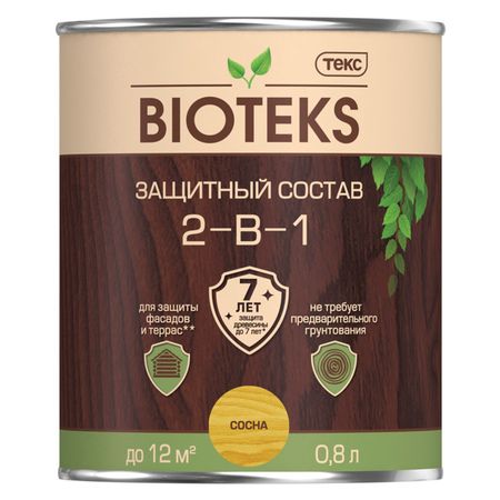 средство деревозащитное TEKC Bioteks 2-в-1 0,8л сосна, арт.700008169 средство деревозащитное tekc bioteks 2 в 1 0 8л палисандр арт 700008207