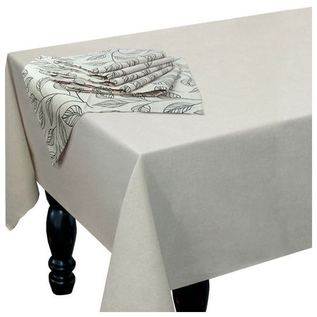 комплект столовый Листики скатерть 1шт 140х220см, салфетки 6шт 38х38см серый, арт.ПЛ-220-6 Листики фартук листики 60х70см серый арт 050 листики