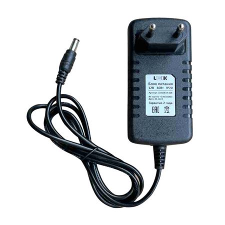 блок питания LEEK для с/д ленты с вилкой 12В 36Вт IP20 jiaderui трансформатор освещения 1 36вт