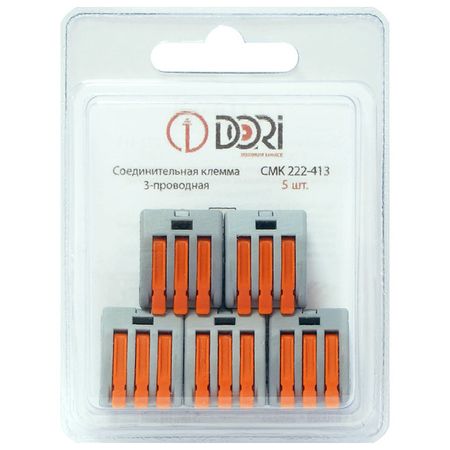 клемма соединительная DORI 3х4кв.мм 5шт серый клемма соединительная dori 5х4кв мм 6шт прозрачный
