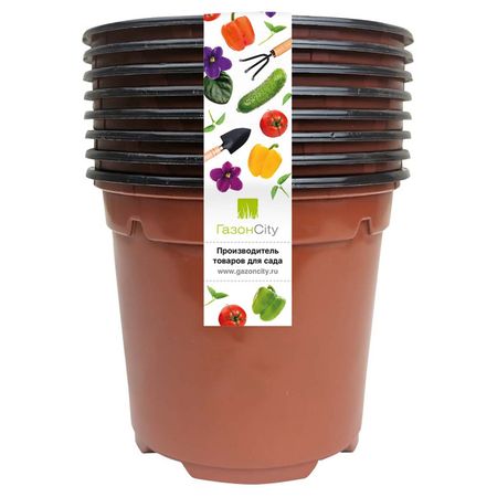 набор горшков для рассады 10шт 1л 13х10,5см пластик терракот круглый