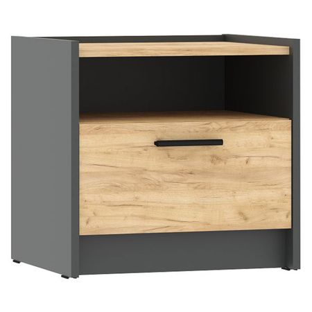 тумба прикроватная Оттавия 482х400х464мм антрацит/дуб крафт золотой тумба лофт 800х355х450мм дуб крафт лдсп