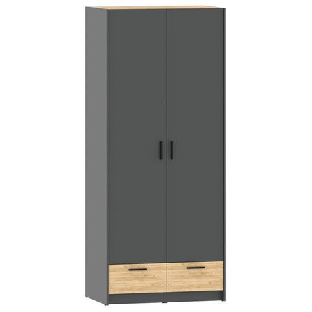 шкаф Оттавия 2 двери и 2 ящика 932х590х2204мм антрацит/дуб крафт золотой стол туалетный оттавия 900х400х796мм антрацит дуб крафт