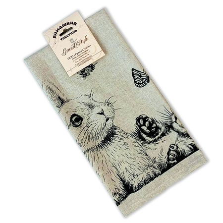 комплект полотенец кухонных Любопытные 35х60см 2шт серый, арт. НК-81-35-Л комплект полотенец кухонных ваф таксы 35х60см 2шт   арт лв 308 таксы