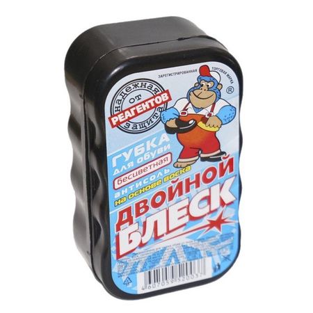 губка для обуви ДВОЙНОЙ БЛЕСК Мини-эконом бесцветная для кожи антисоль губка для обуви dамаviк silicone для гладкой