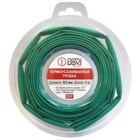 термоусаживаемая трубка DORI ТУТ d 6/3 ролл 3м зелёная термоусаживаемая трубка dori тут d 6 3 ролл 3м зелёная