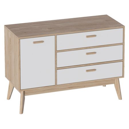 комод Калгари 1195x450x820мм дуб натуральный светлый/белый матовый натуральный кристалл кварц белый кластер