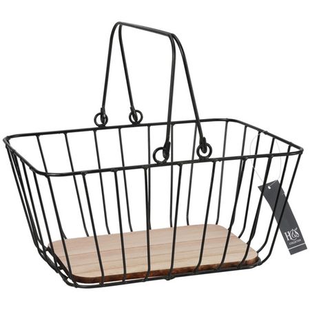 корзина для хранения KOOPMAN 300х240х160мм черный металл/МДФ подсвечник koopman 10х10х20 5см металл