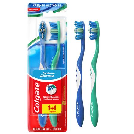 щетка зубная COLGATE Тройное действие 2шт средняя щетка зубная colgate тройное действие 2шт средняя