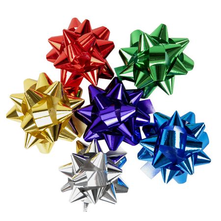 набор украшений ЗОЛОТАЯ СКАЗКА Банты 6см 7,5см металлизированные в асс-те мини атласные банты из полиэстера для декора