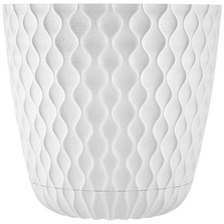 горшок для цветов InGreen Wave с дренажной сеткой и съемным поддоном 10л d270мм белоснежный жасмин горшок для ов ingreen wave с дренажной сеткой и съемным поддоном 2 5л d175мм вулканический серый