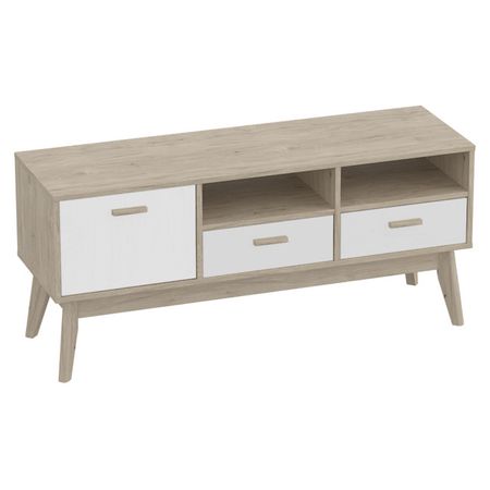 тумба ТВ Калгари 1280x400x570мм дуб натуральный светлый/белый матовый натуральный кристалл кварц белый кластер