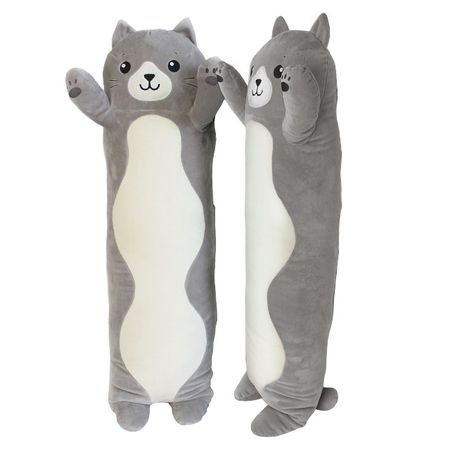 подушка декоративная валик Кот вертикальный 81х21см серая, арт.ПД-Кот вертик С для подушки yierninl с принтом животные и зебра 45x45 см