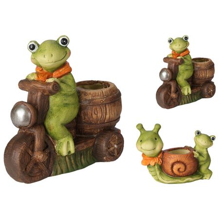 фигура садовая Лягушка на мотоцикле 165х85х155мм/182х83х140мм керамика в ассортименте радужная лягушка наклейка на стену