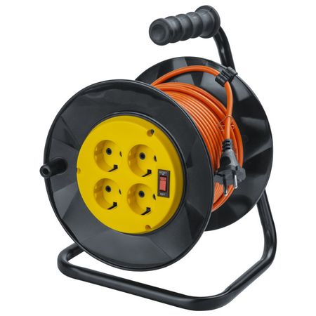 удлинитель на катушке NAVIGATOR 4 гнезда ПВС б/з с выкл IP20 2х0,75мм 6A 20м удлинитель navigator compactline в корпусе пвс б з с выкл ip20 2х0 75мм 6a 10м