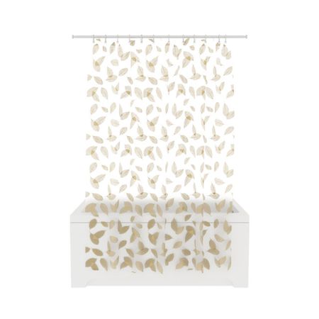 занавеска для ванной FORA Botanica Gold 200х180см PEVA белый/золото для подушки черно белый растительный принт