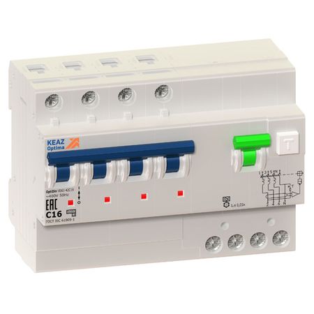 выключатель дифференциального тока КЭАЗ (АВДТ) 4П 16А 30мА тип С 3P+N
