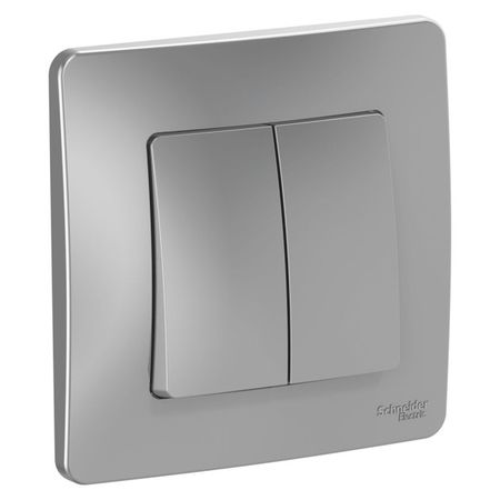 выключатель 2 клавишный SYSTEME ELECTRIC Blanca (cх.5) 10А 250В алюминий выключатель 2 клавишный эра 12 с индикацией алюминий
