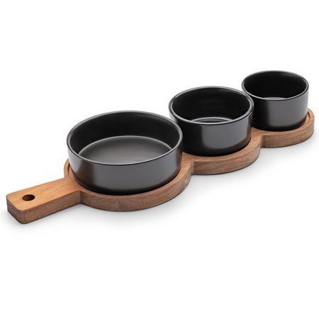 менажница APOLLO Alturo 3 секции на подставке 35х12х1,5см каменная керамика, акация каменная статуя будды acrddk