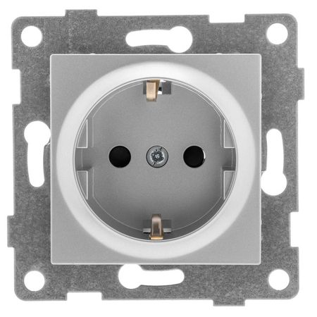 розетка 1 пост GUSI Ugra с/з с з/ш серебро розетка 1 пост gusi ugra с з с крышкой с ш белый