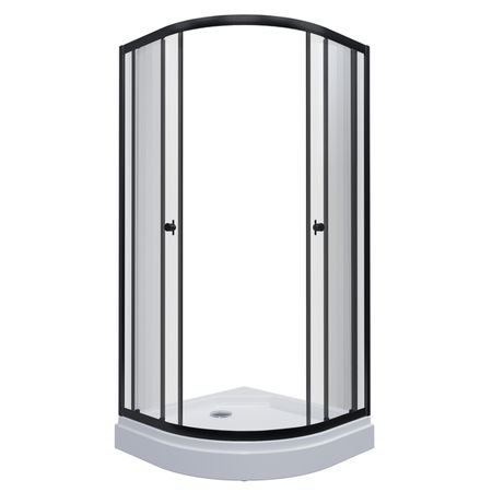 ширма душевая Альфа-Блэк 90х90см 1/4 круга низкий поддон